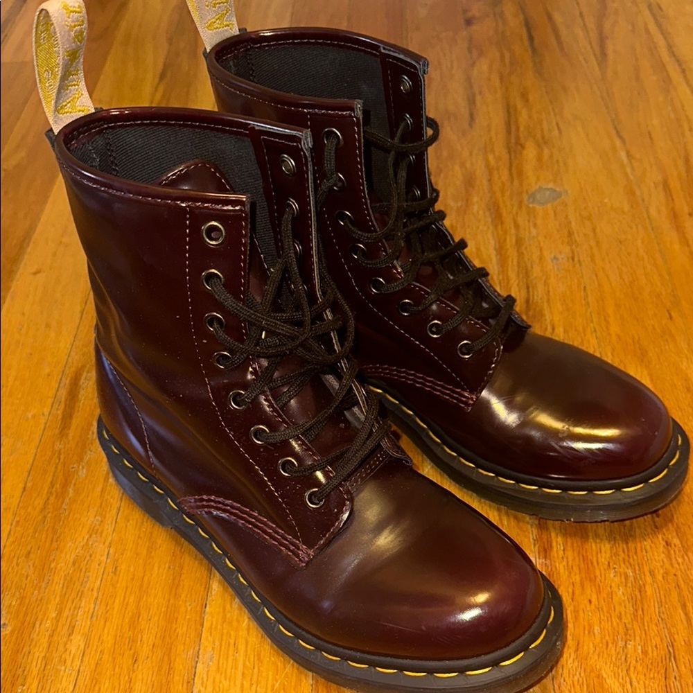 Dr. Martens Burgundy Vegan Leather Boots